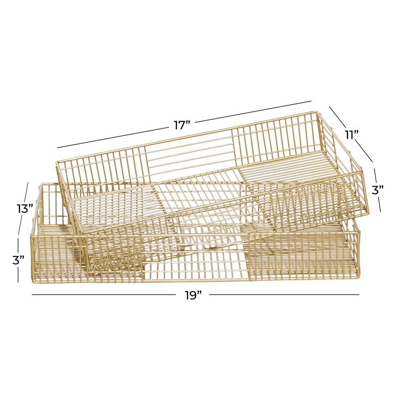 Rectangular Metal Wire Tray Set