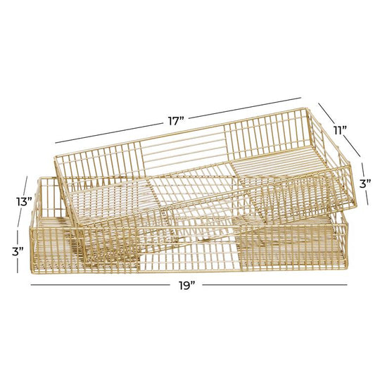 Rectangular Metal Wire Tray Set