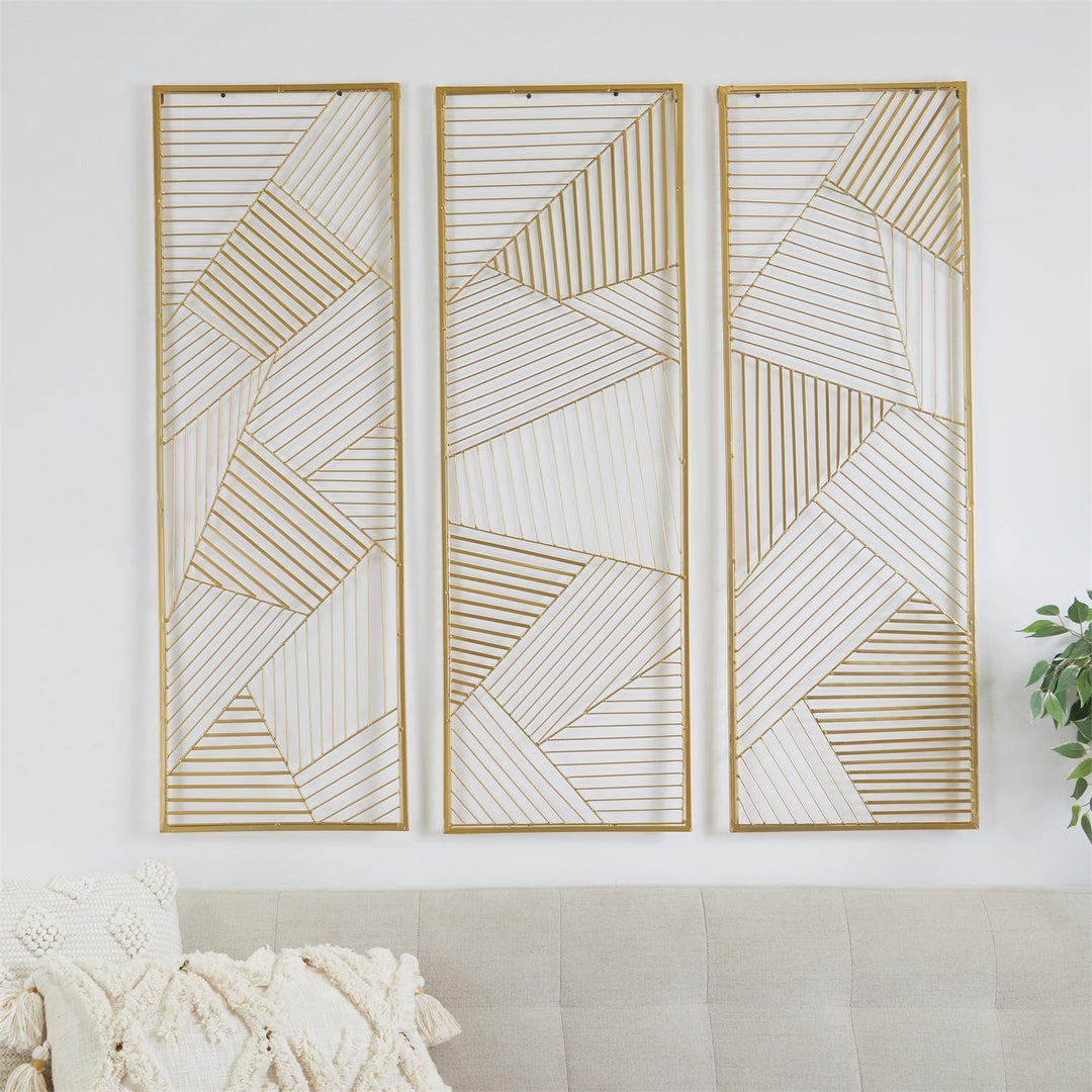 3D Geometric Metal Wall Art Set