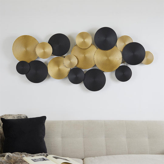 XL Textured Metal Spirals Wall Art, Black and Gold