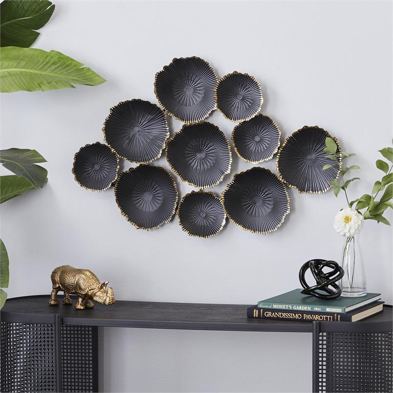 3D Coral Inspired Metal Wall Decor with Gold Edges Set