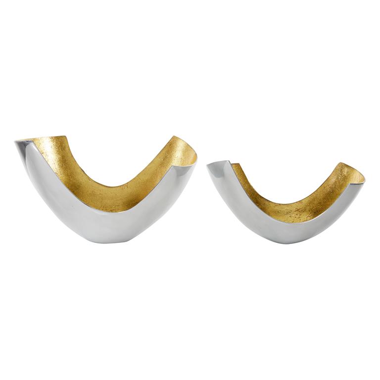 Scooped Decorative Bowl Set with Rustic Gold Interior