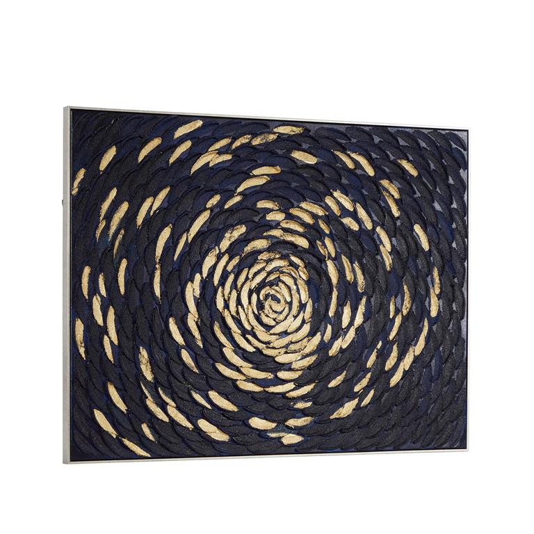 3D Abstract Spiral Scales Painting with Gold Accents