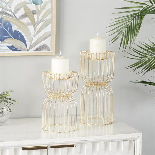 Bird Cage Style Candle Holder Set