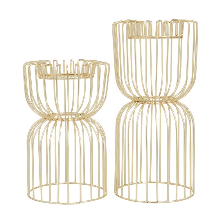 Bird Cage Style Candle Holder Set