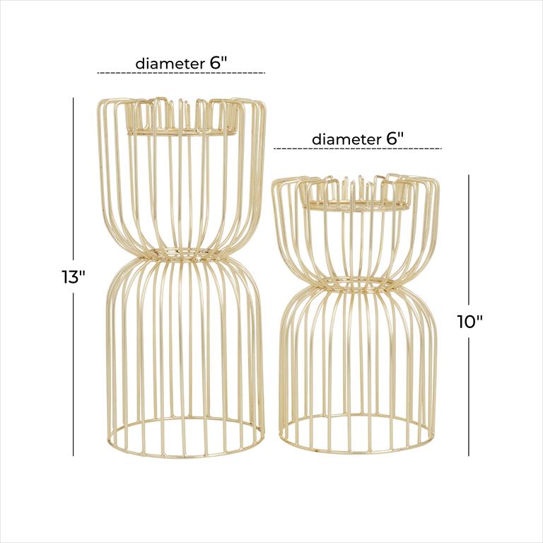 Bird Cage Style Candle Holder Set