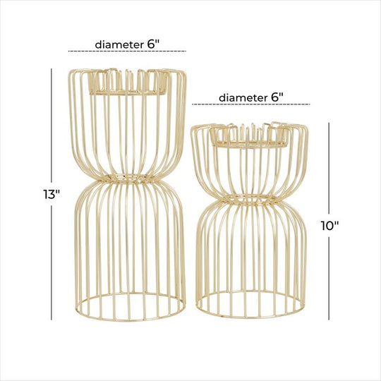 Bird Cage Style Candle Holder Set