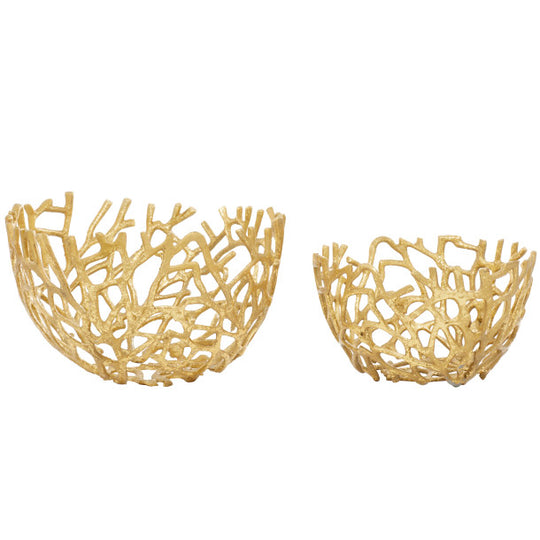 Handmade Metal Coral Style Decorative Bowl Set