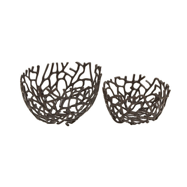 Handmade Metal Coral Style Decorative Bowl Set