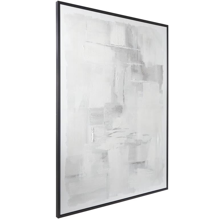 Whisper of Grey Textured Abstract XL Wall Art with Black Frame