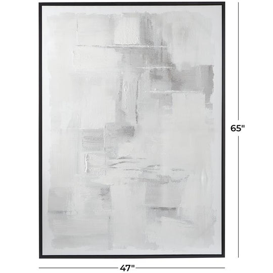 Whisper of Grey Textured Abstract XL Wall Art with Black Frame