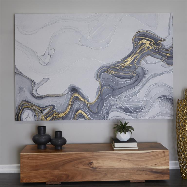 Geode Waves XL Canvas Wall Art with Gold Accents