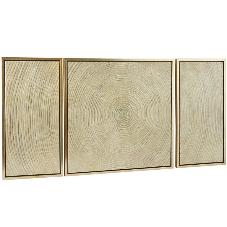 XL Ripple Textured Wall Art with Gold Frame Set