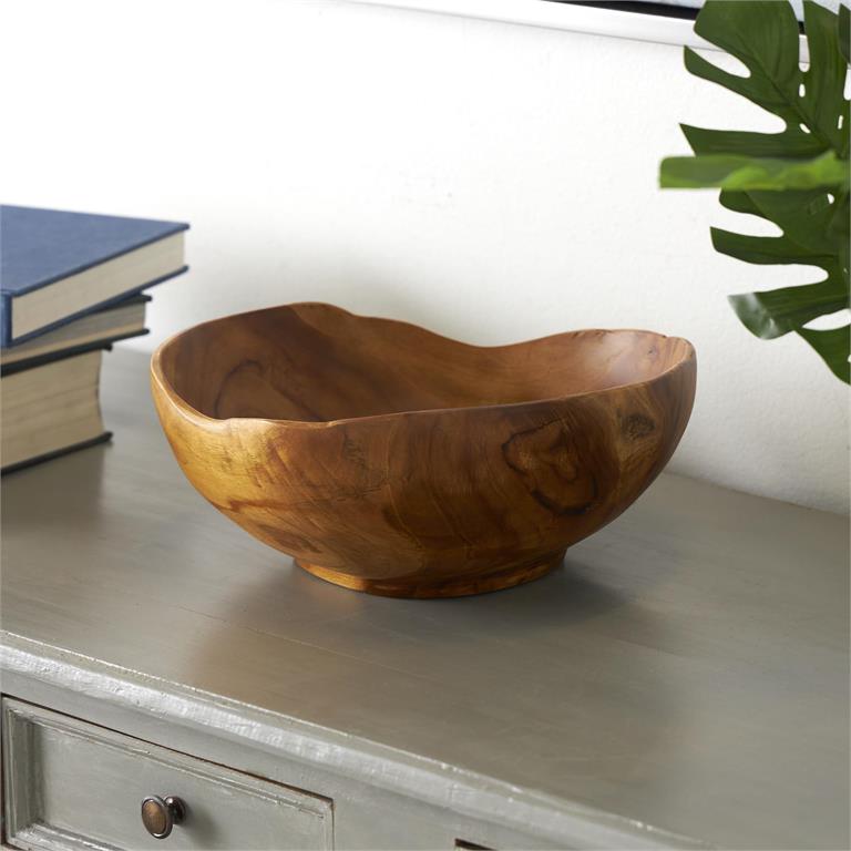 Teak Wood Handmade Decorative Bowl with Freeform Edge