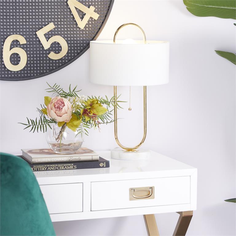 Metal Paper Clip Table Lamp with Marble Base