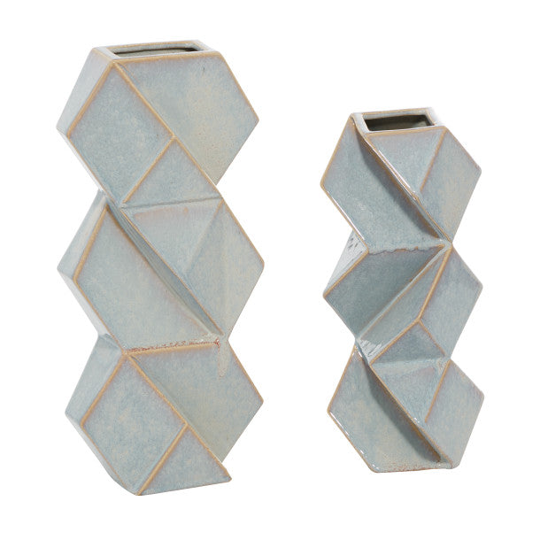 Hexagonal Faceted Vase Set