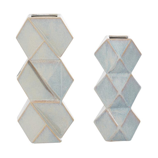 Hexagonal Faceted Vase Set