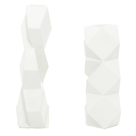 Hexagonal Faceted Vase Set