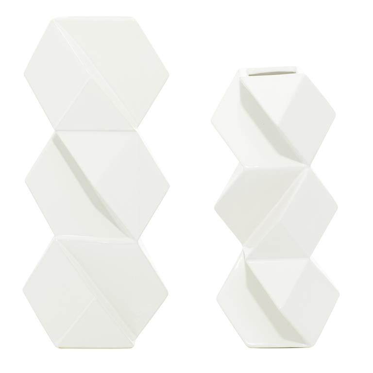 Hexagonal Faceted Vase Set