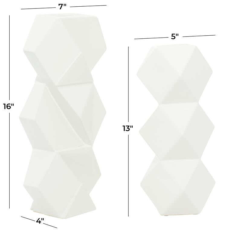 Hexagonal Faceted Vase Set