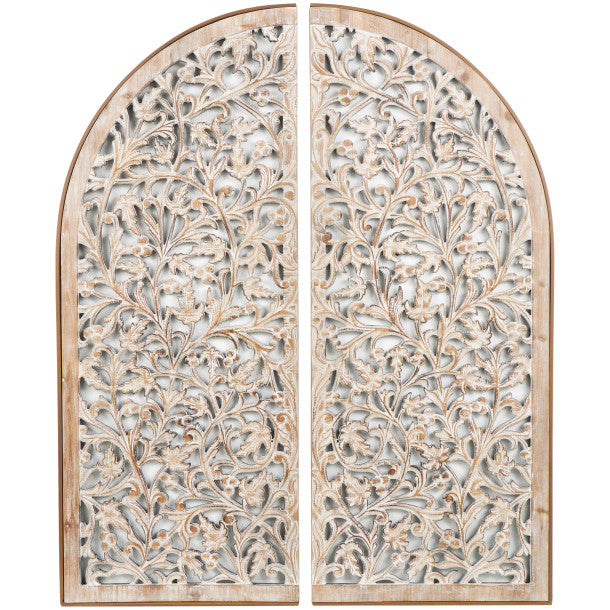 Floral Handmade Arched Wooden Wall Decor Set, 48"