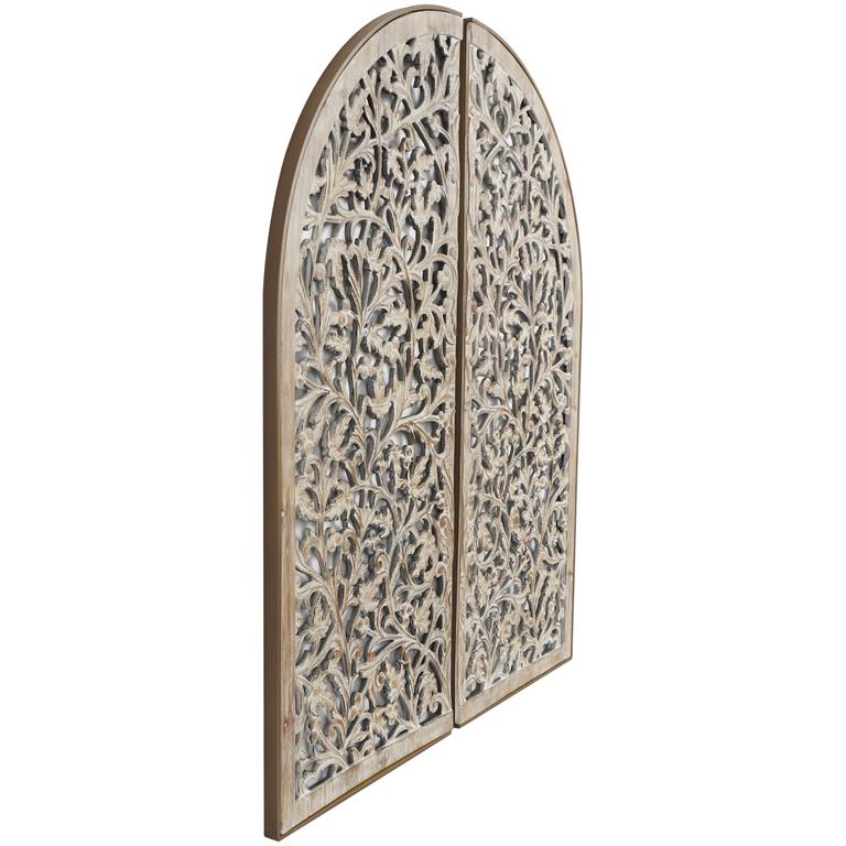 Floral Handmade Arched Wooden Wall Decor Set, 48"