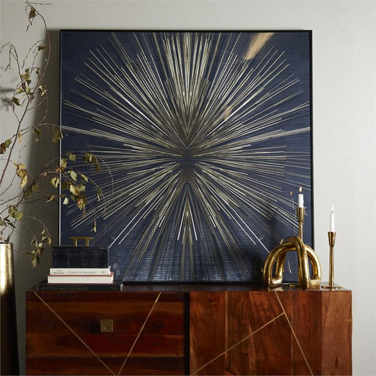 Starburst Radial Porcelain Wall Decor with Gold Accents