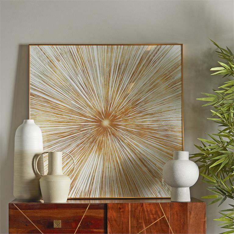 Starburst Radial Porcelain Wall Decor with Gold Accents