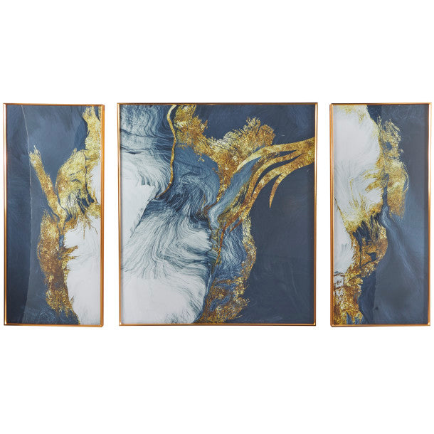 Geode Abstract Porcelain XL Wall Art with Gold Accents Set