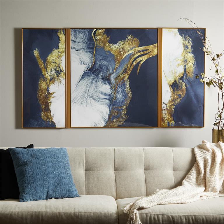 Geode Abstract Porcelain XL Wall Art with Gold Accents Set