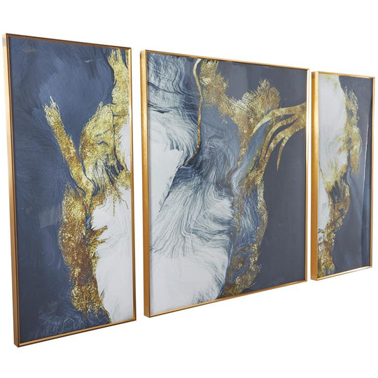 Geode Abstract Porcelain XL Wall Art with Gold Accents Set