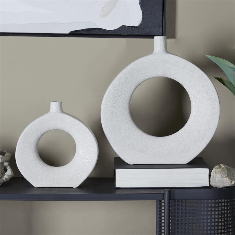 Round Donut Shaped Ceramic Vase Set