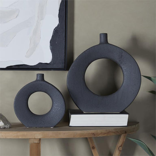 Round Donut Shaped Ceramic Vase Set