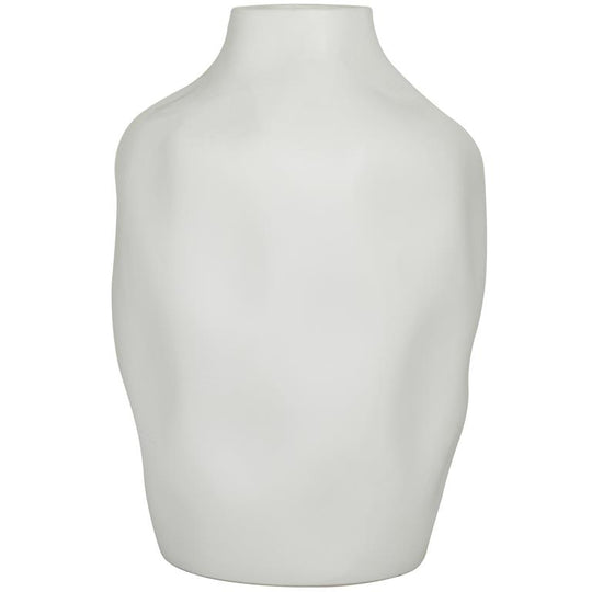 Molded Wide Faceted Ceramic Vase, 14"