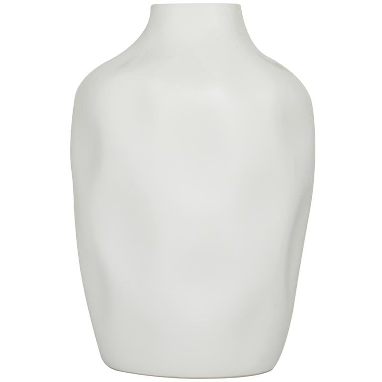 Molded Wide Faceted Ceramic Vase, 14"