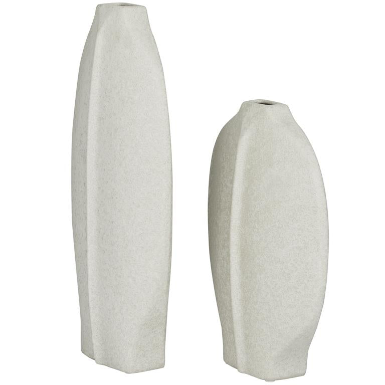 Flat Rounded Raised Spine Ceramic Vase Set