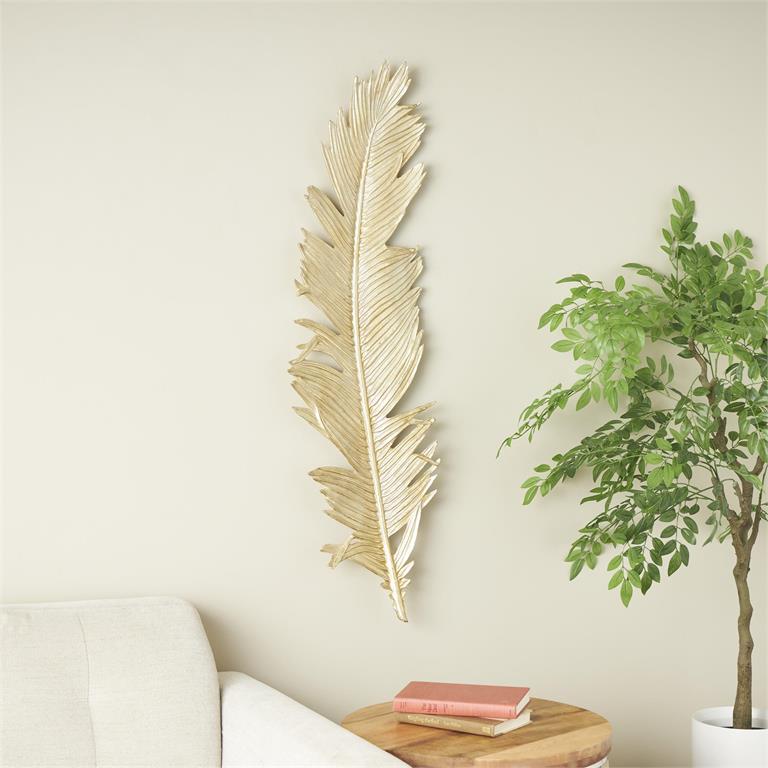 Metallic Large Feather Wall Decor, 47"