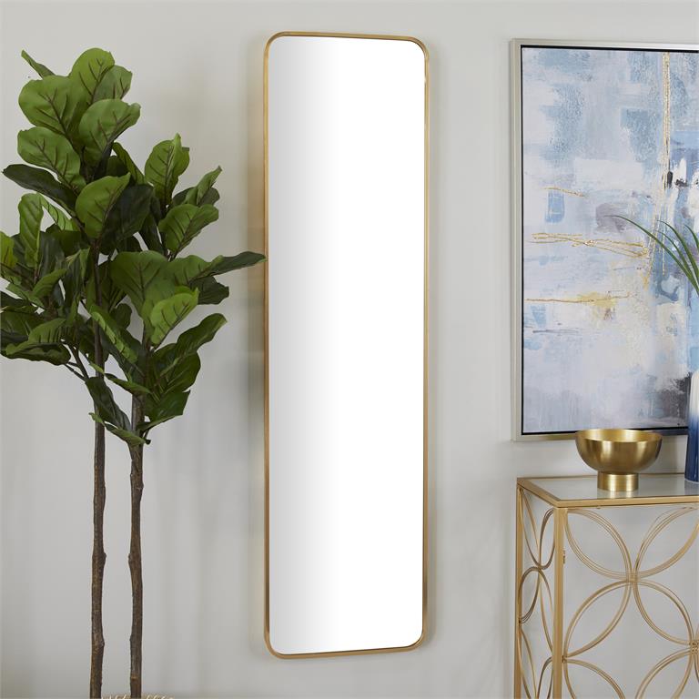 Thin Framed Wall Mirror with Rounded Corners, 59"