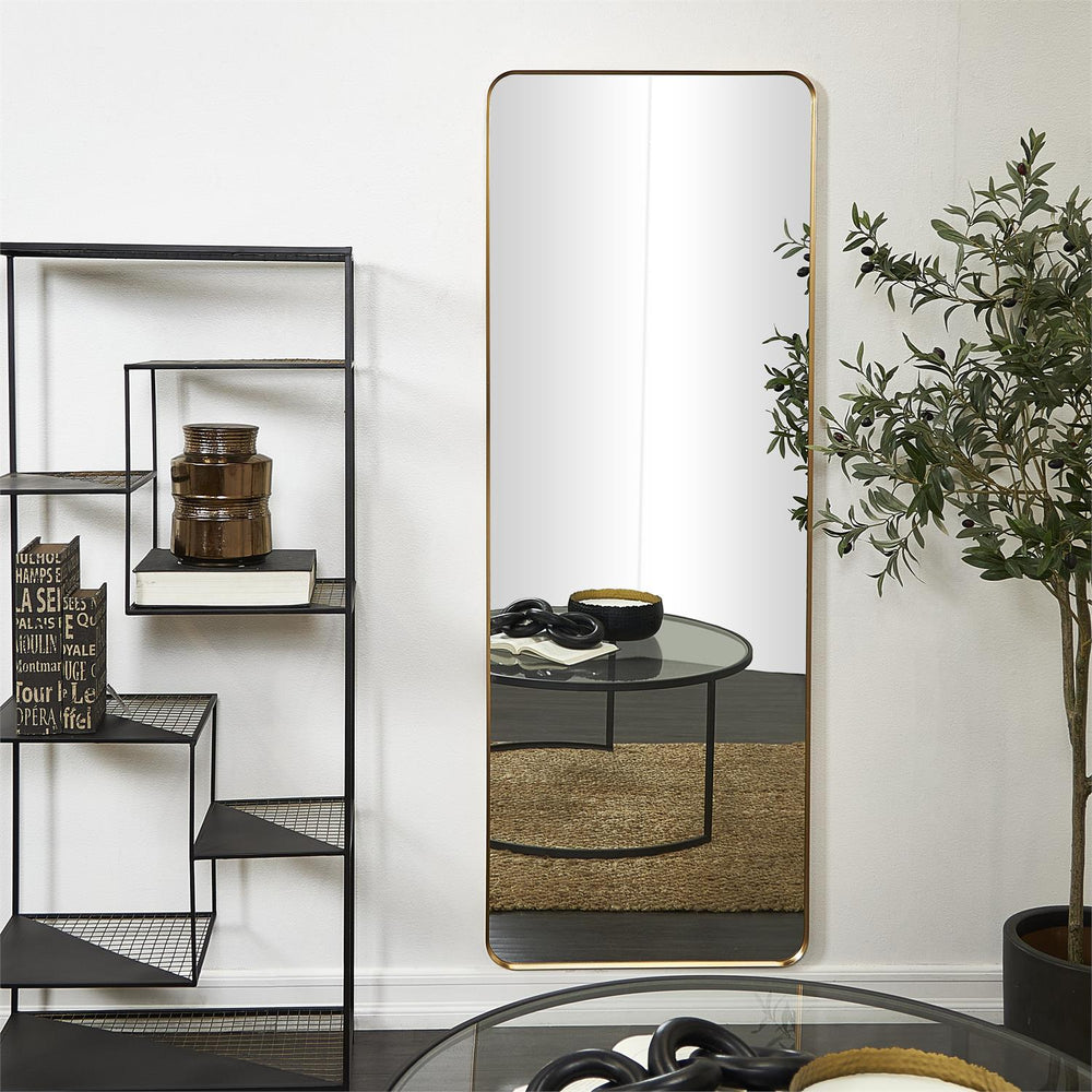 Thin Framed Wall Mirror with Rounded Corners, 65"