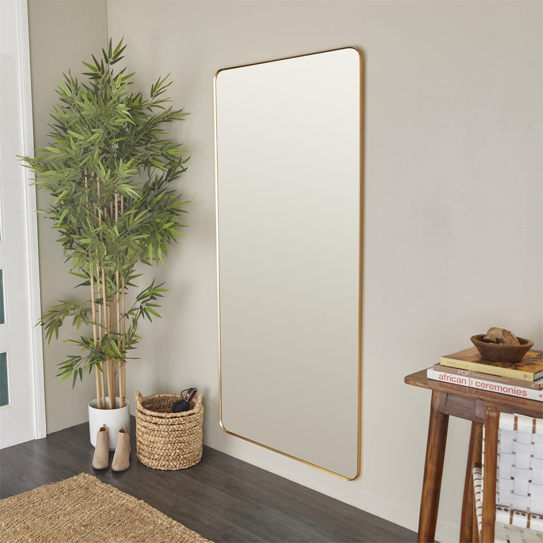 Thin Framed Wall Mirror with Rounded Corners, 71"