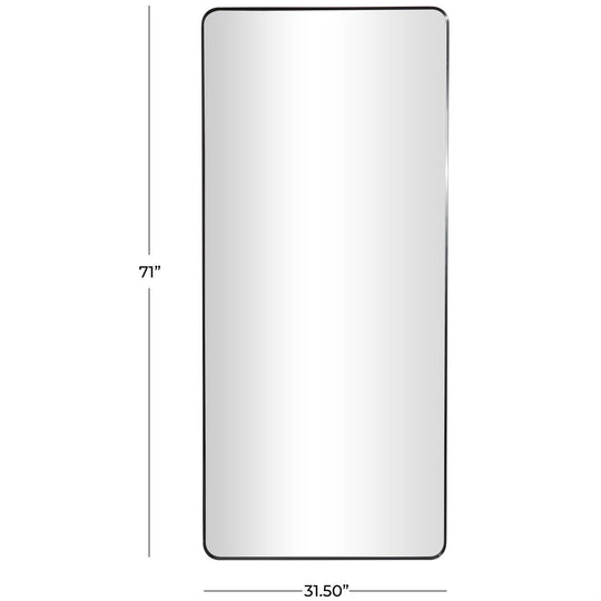 Thin Framed Wall Mirror with Rounded Corners, 71"