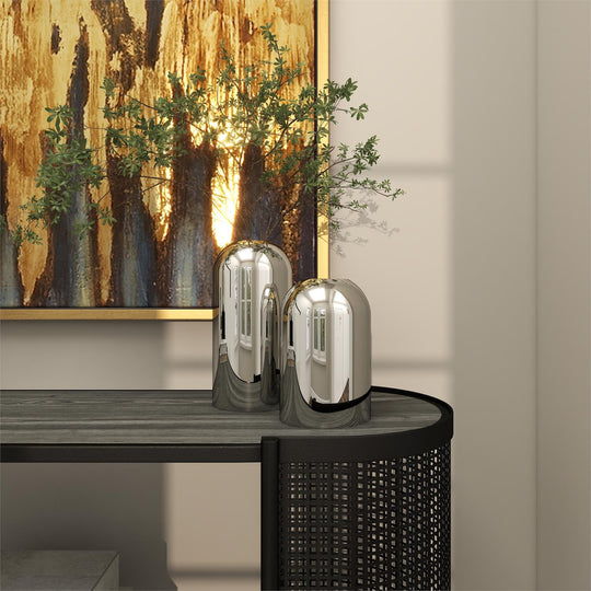 Cylindrical Stainless Steel Vases Set