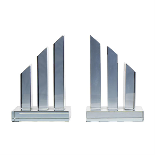 Columnar Pyramid Geometric Crystal Bookends Set