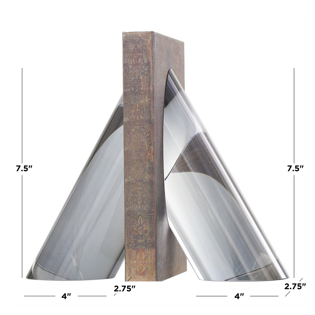 Cylindrical Angled Crystal Bookends Set