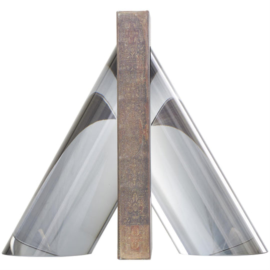 Cylindrical Angled Crystal Bookends Set