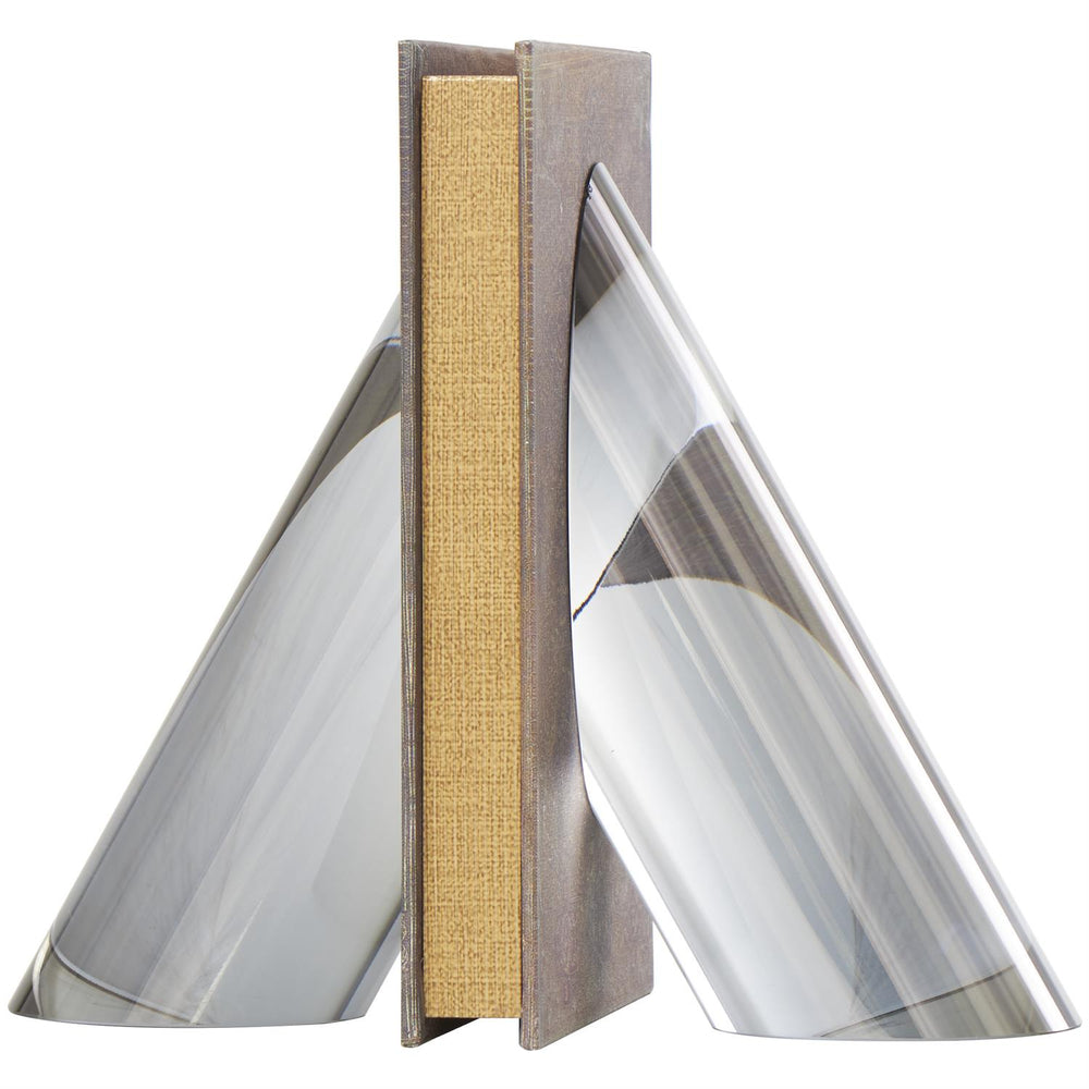 Cylindrical Angled Crystal Bookends Set