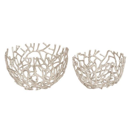 Handmade Metal Coral Style Decorative Bowl Set