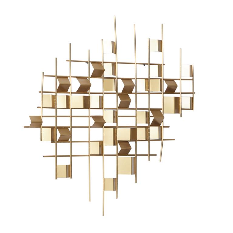 Geometric Metal Grid Wall Decor with Rectangular Accents Set