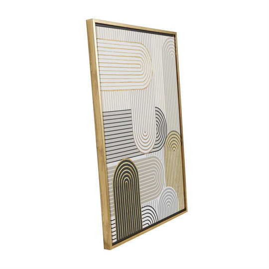 Art Deco Abstract Framed Wall Art with Gold Accents Set