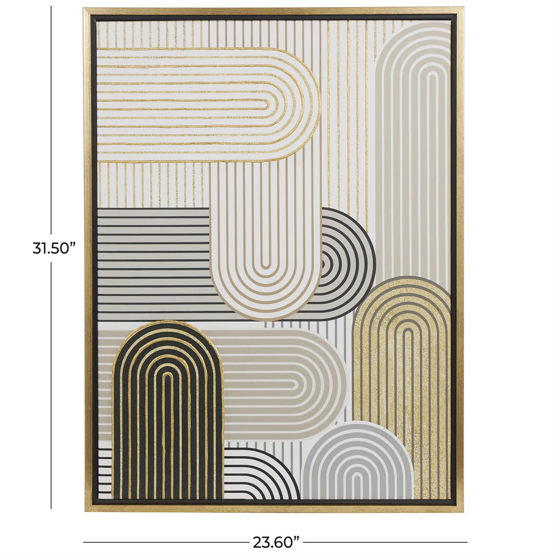 Art Deco Abstract Framed Wall Art with Gold Accents Set